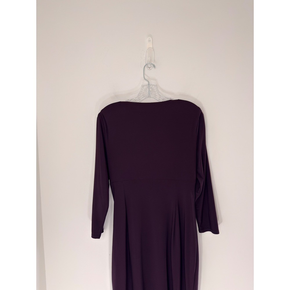 Lauren Ralph‎ Lauren Dress Women's Purple V-Neck Ruched Cocktail Hour Event 10 - Picture 6 of 14